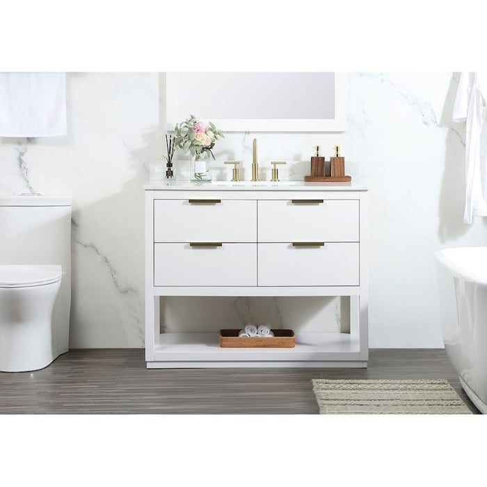 Elegant Larkin 42" Single Bathroom Vanity, White/Backsplash