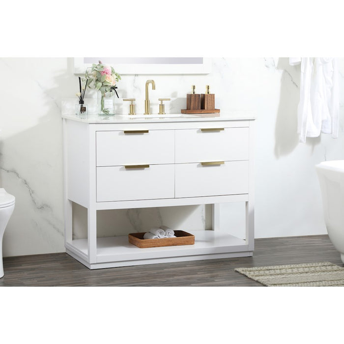Elegant Larkin 42" Single Bathroom Vanity, White/Backsplash