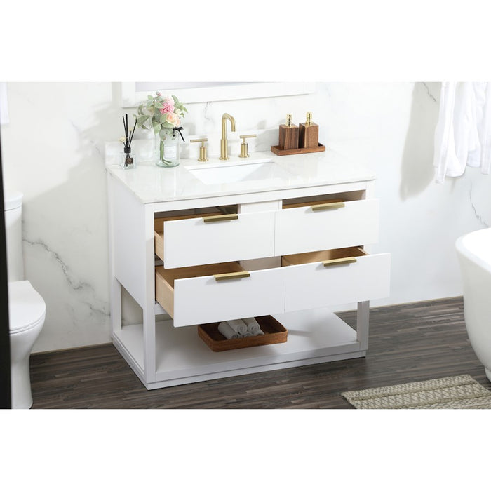Elegant Larkin 42" Single Bathroom Vanity, White/Backsplash