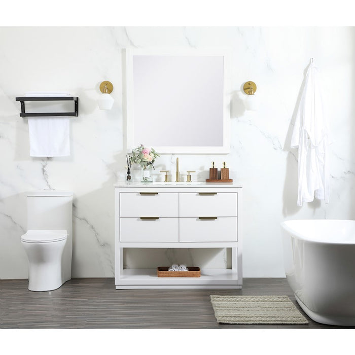 Elegant Larkin 42" Single Bathroom Vanity, White/Backsplash