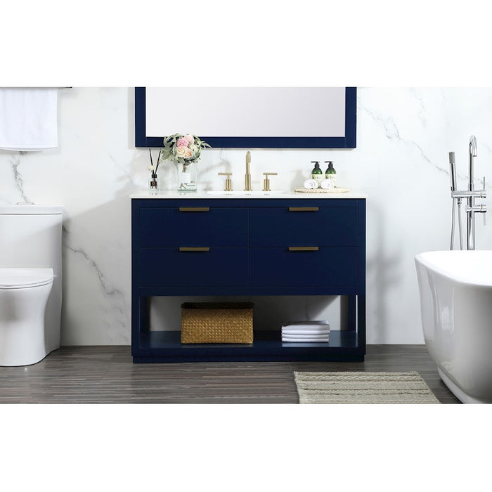 Elegant Kitchen/Bath Larkin 48" Single Bathroom Vanity, Blue