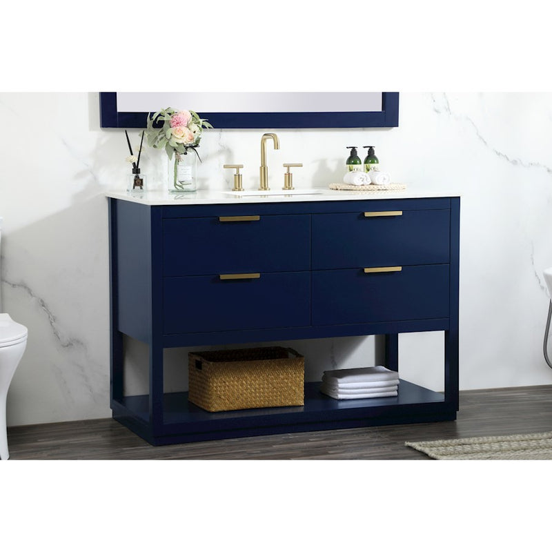 Elegant Kitchen/Bath Larkin 48" Single Bathroom Vanity, Blue