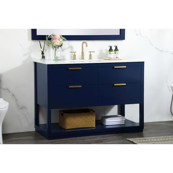 Elegant Kitchen/Bath Larkin 48" Single Bathroom Vanity, Blue