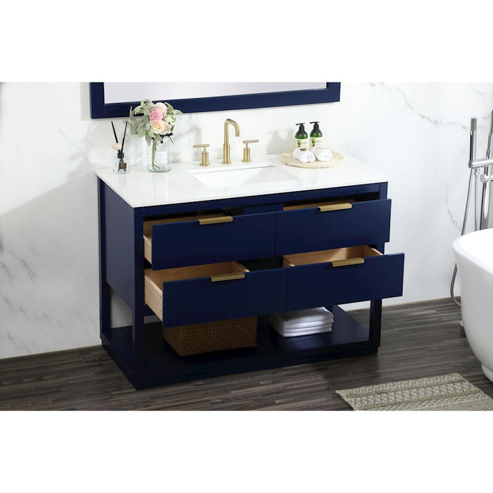 Elegant Kitchen/Bath Larkin 48" Single Bathroom Vanity, Blue