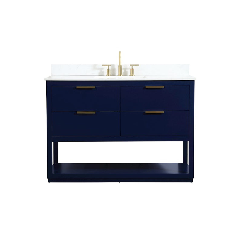 Elegant Larkin 48" Single Bathroom Vanity, Blue/Backsplash - VF19248BL-BS