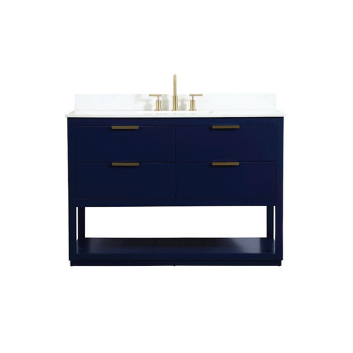 Elegant Larkin 48" Single Bathroom Vanity, Blue/Backsplash - VF19248BL-BS
