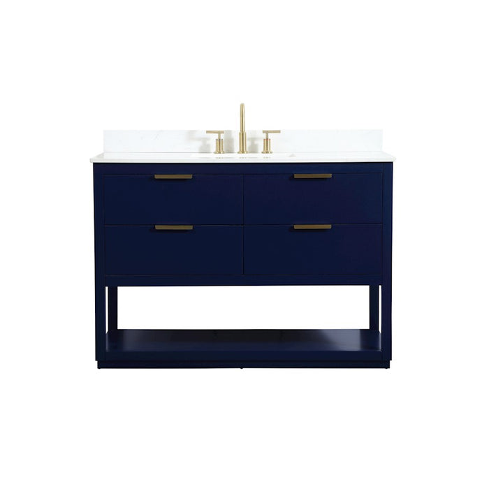 Elegant Larkin 48" Single Bathroom Vanity, Blue/Backsplash - VF19248BL-BS