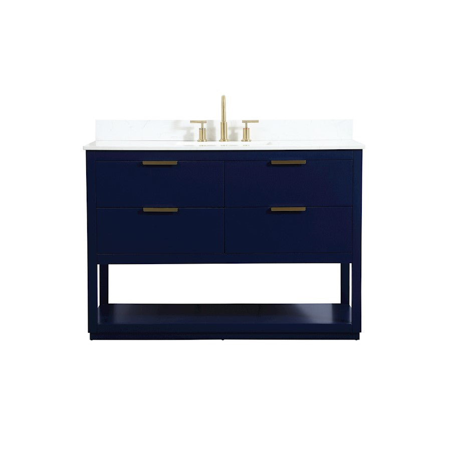 Elegant Larkin 48" Single Bathroom Vanity, Blue/Backsplash - VF19248BL-BS