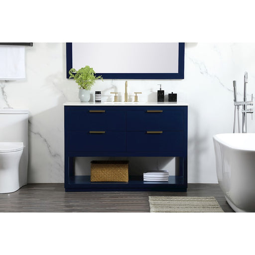 Elegant Larkin 48" Single Bathroom Vanity, Blue/Backsplash
