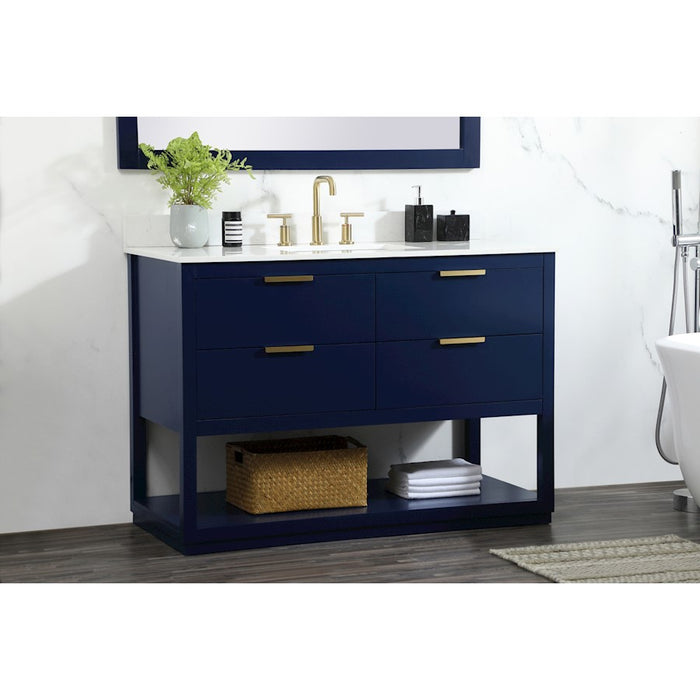 Elegant Larkin 48" Single Bathroom Vanity, Blue/Backsplash