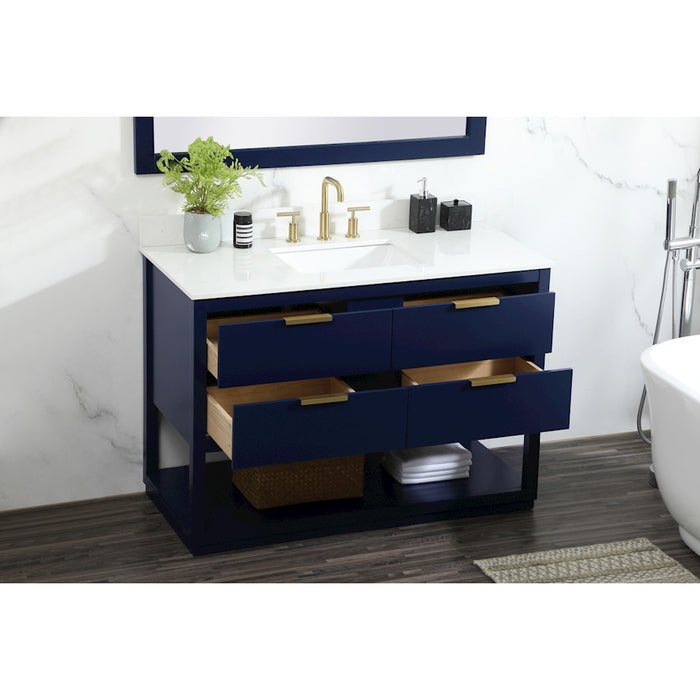 Elegant Larkin 48" Single Bathroom Vanity, Blue/Backsplash