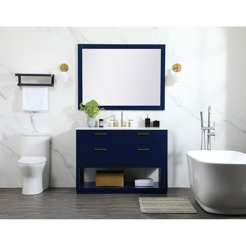 Elegant Larkin 48" Single Bathroom Vanity, Blue/Backsplash