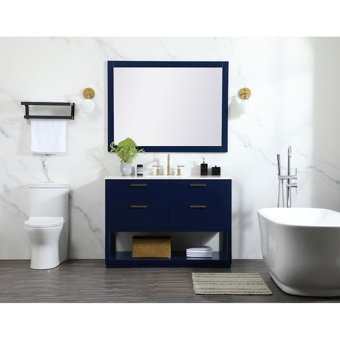 Elegant Larkin 48" Single Bathroom Vanity, Blue/Backsplash
