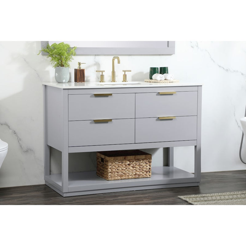 Elegant Kitchen/Bath Larkin 48" Single Bathroom Vanity, Grey