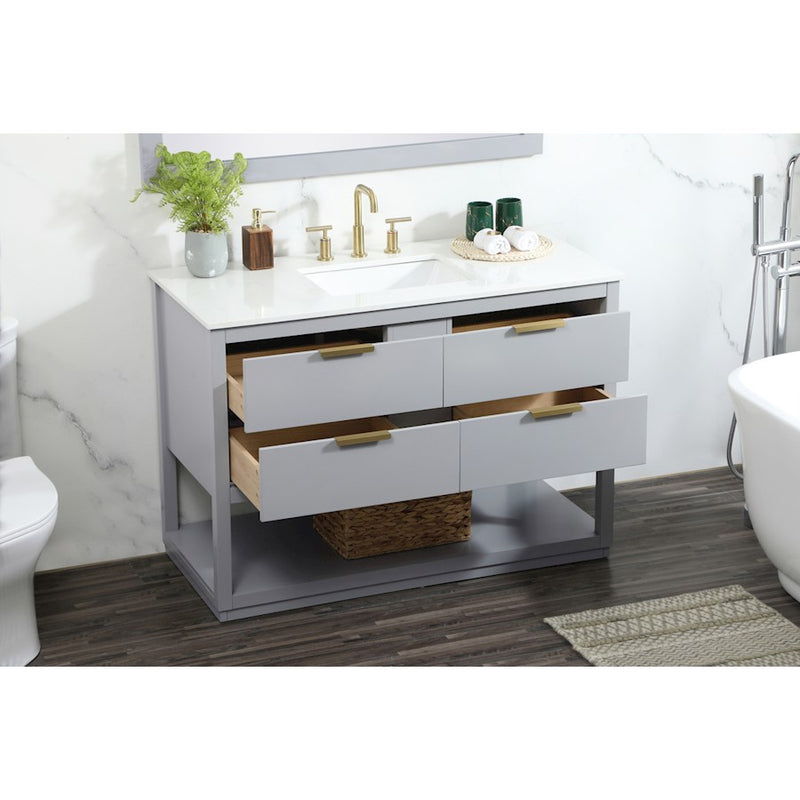 Elegant Kitchen/Bath Larkin 48" Single Bathroom Vanity, Grey