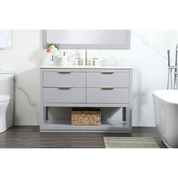 Elegant Larkin 48" Single Bathroom Vanity, Grey/Backsplash