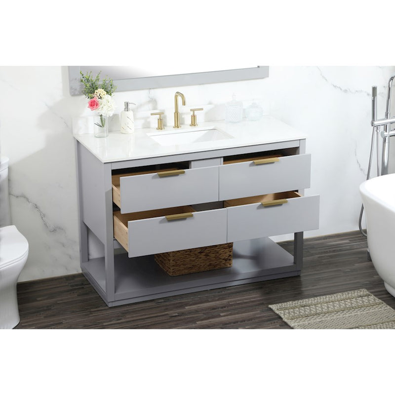 Elegant Larkin 48" Single Bathroom Vanity, Grey/Backsplash