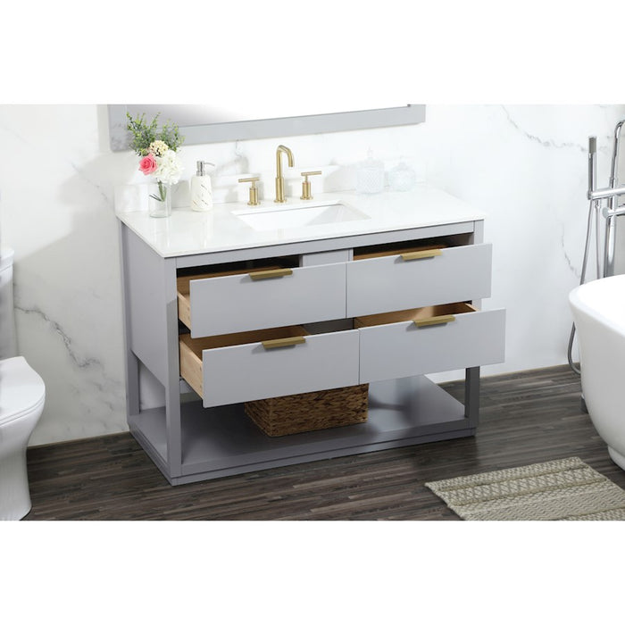 Elegant Larkin 48" Single Bathroom Vanity, Grey/Backsplash