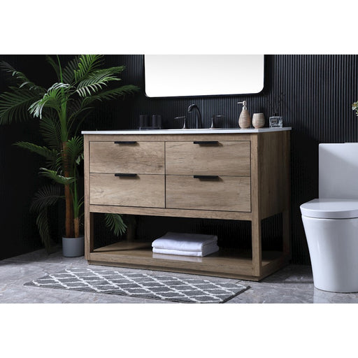 Elegant Lighting Larkin 48"L Single Vanity Sink, Natural Oak