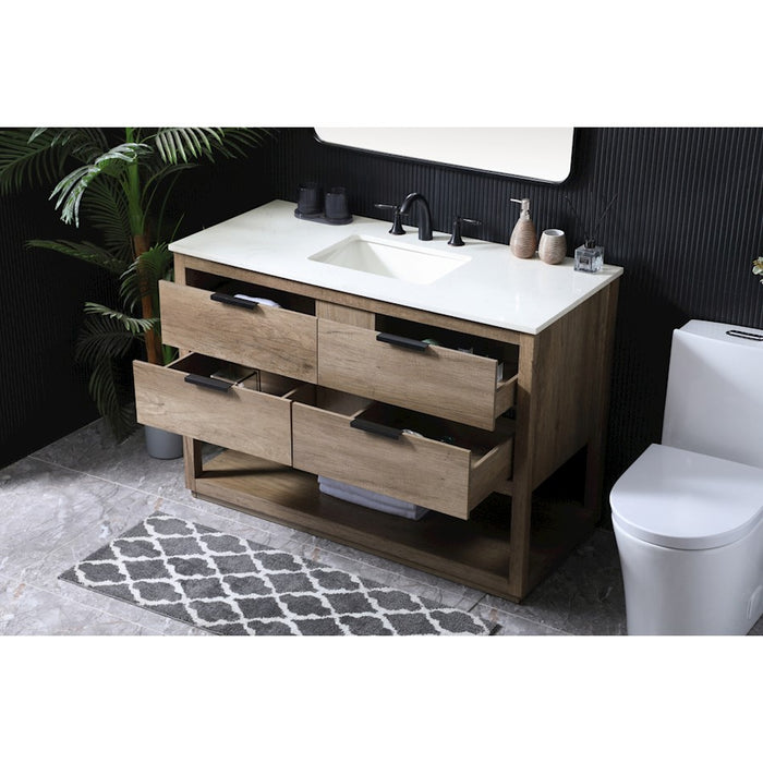 Elegant Lighting Larkin 48"L Single Vanity Sink, Natural Oak
