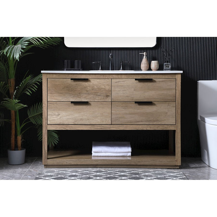 Elegant Lighting Larkin 48"L Single Vanity Sink, Natural Oak