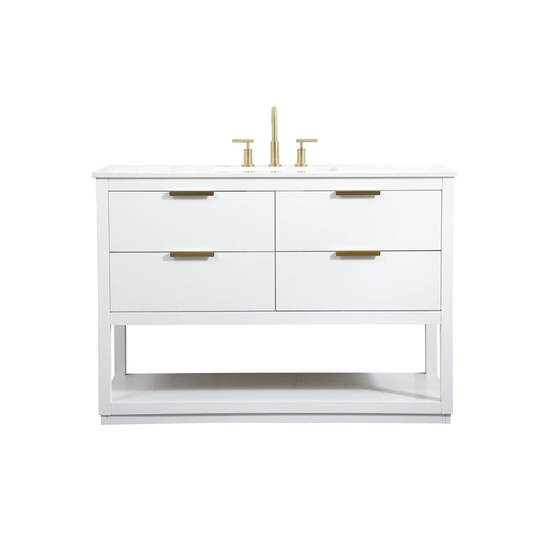 Elegant Kitchen/Bath Larkin 48" Single Bathroom Vanity, White - VF19248WH