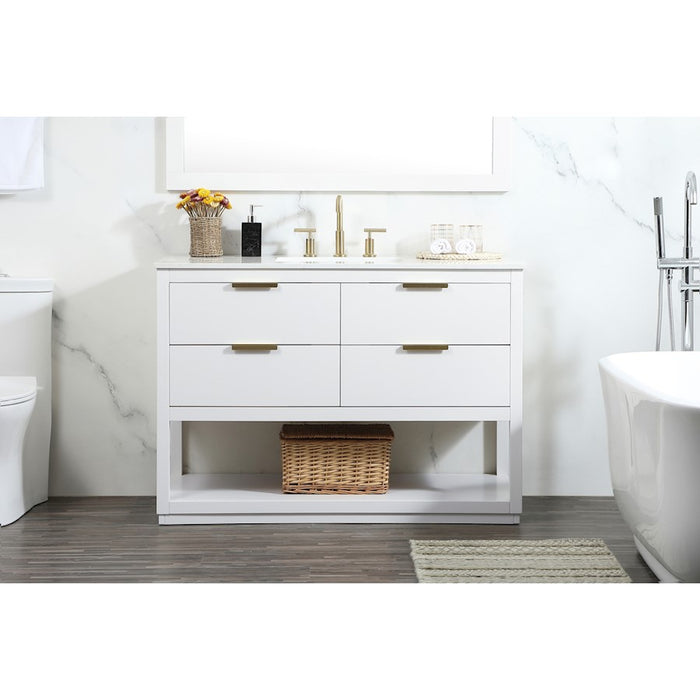 Elegant Kitchen/Bath Larkin 48" Single Bathroom Vanity, White