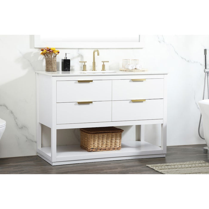 Elegant Kitchen/Bath Larkin 48" Single Bathroom Vanity, White