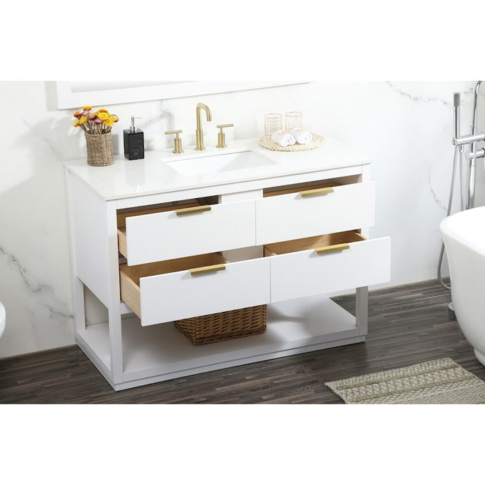 Elegant Kitchen/Bath Larkin 48" Single Bathroom Vanity, White