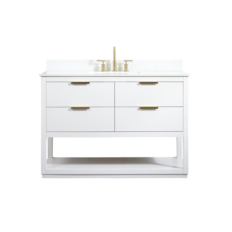 Elegant Larkin 48" Single Bathroom Vanity, White/Backsplash - VF19248WH-BS