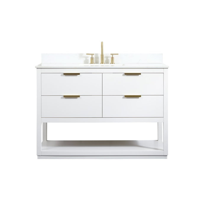 Elegant Larkin 48" Single Bathroom Vanity, White/Backsplash - VF19248WH-BS