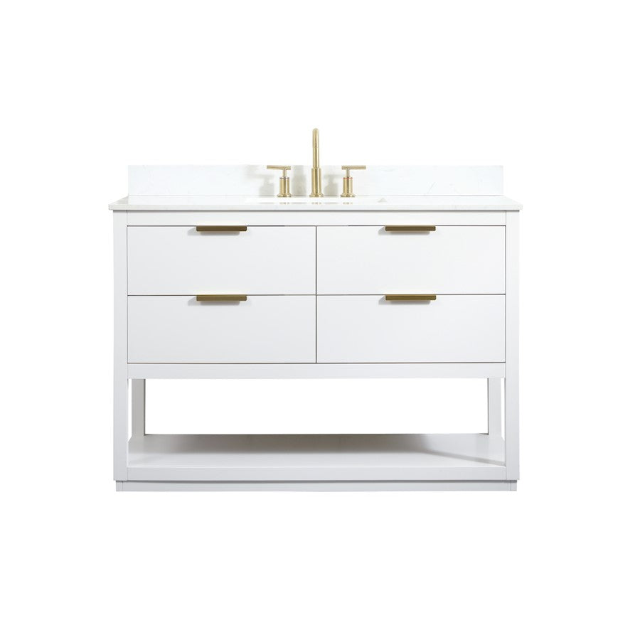 Elegant Larkin 48" Single Bathroom Vanity, White/Backsplash - VF19248WH-BS