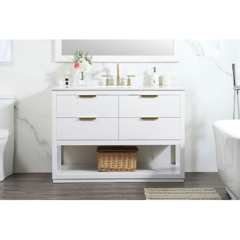 Elegant Larkin 48" Single Bathroom Vanity, White/Backsplash