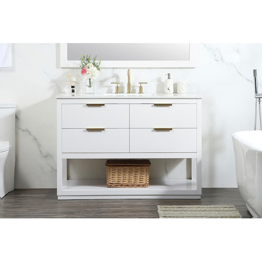Elegant Larkin 48" Single Bathroom Vanity, White/Backsplash