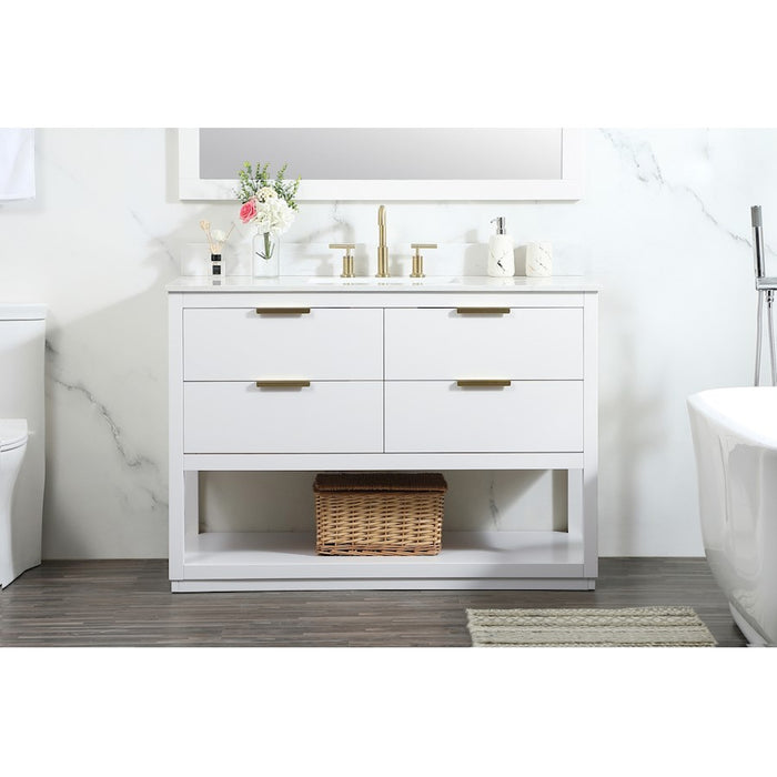 Elegant Larkin 48" Single Bathroom Vanity, White/Backsplash