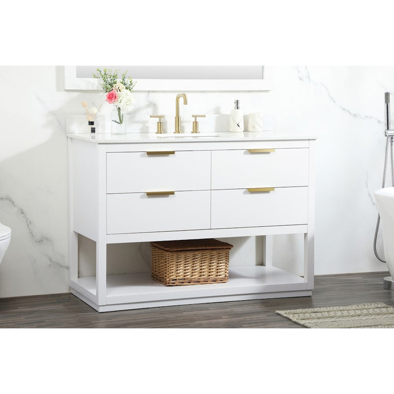 Elegant Larkin 48" Single Bathroom Vanity, White/Backsplash