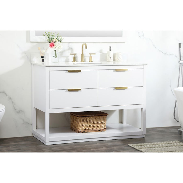 Elegant Larkin 48" Single Bathroom Vanity, White/Backsplash