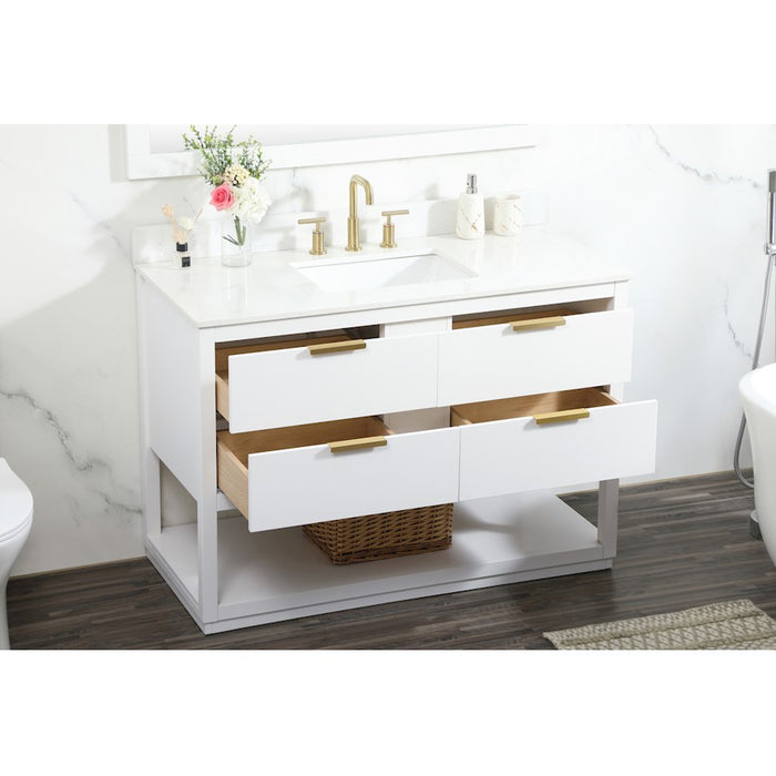 Elegant Larkin 48" Single Bathroom Vanity, White/Backsplash