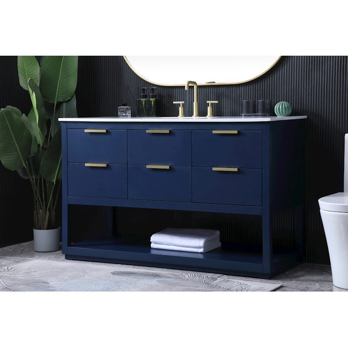 Elegant Lighting Larkin 54" Single Vanity Sink, Blue
