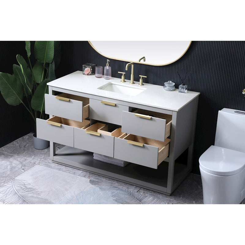 Elegant Lighting Larkin 54" Single Vanity Sink, Grey