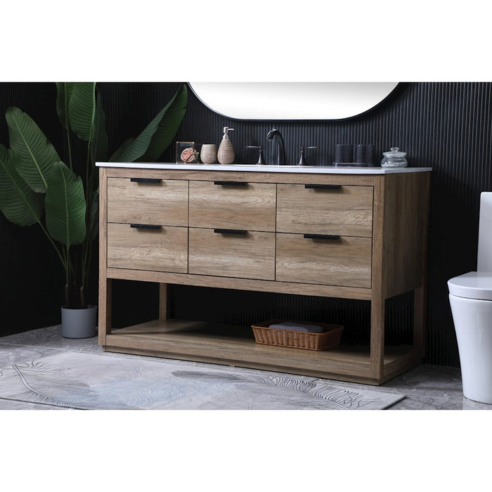 Elegant Lighting Larkin 54"L Single Vanity Sink, Natural Oak