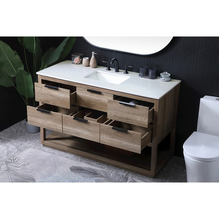 Elegant Lighting Larkin 54"L Single Vanity Sink, Natural Oak