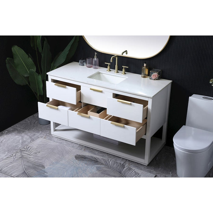 Elegant Lighting Larkin 54" Single Vanity Sink, White