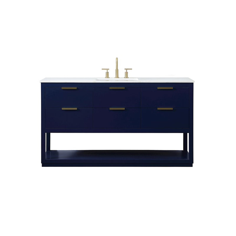 Elegant Kitchen/Bath Larkin 60" Single Bathroom Vanity, Blue - VF19260BL