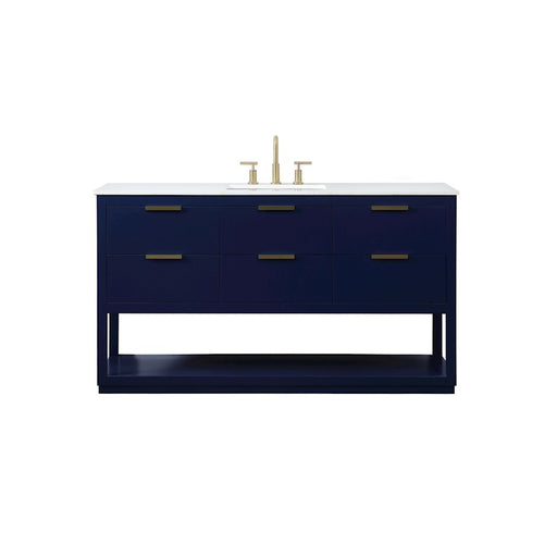 Elegant Kitchen/Bath Larkin 60" Single Bathroom Vanity, Blue - VF19260BL