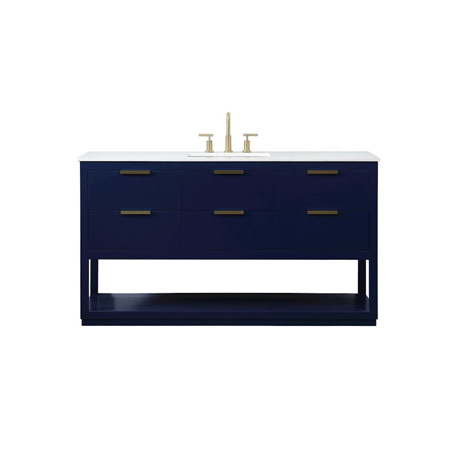 Elegant Kitchen/Bath Larkin 60" Single Bathroom Vanity, Blue - VF19260BL