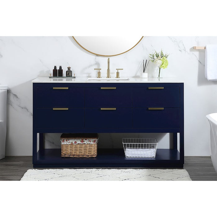 Elegant Kitchen/Bath Larkin 60" Single Bathroom Vanity, Blue