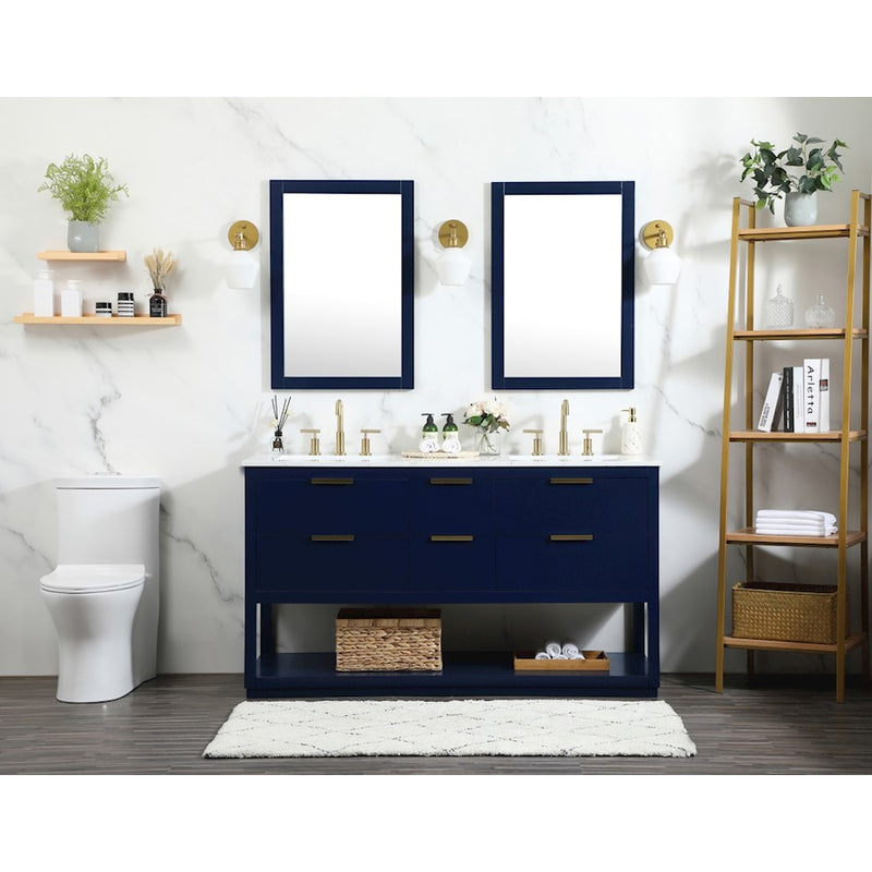 Elegant Kitchen/Bath Larkin 60" Single Bathroom Vanity, Blue