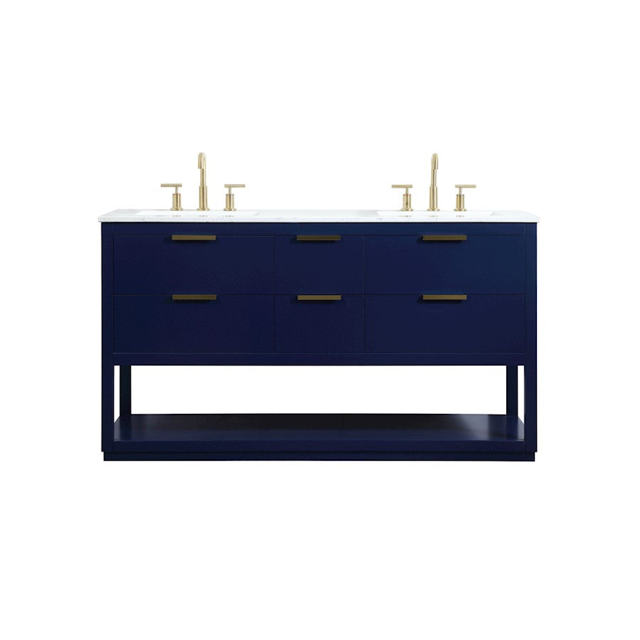Elegant Kitchen/Bath Larkin 60" Double Bathroom Vanity, Blue - VF19260DBL