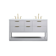 Elegant Kitchen/Bath Larkin 60" Double Bathroom Vanity, Grey - VF19260DGR